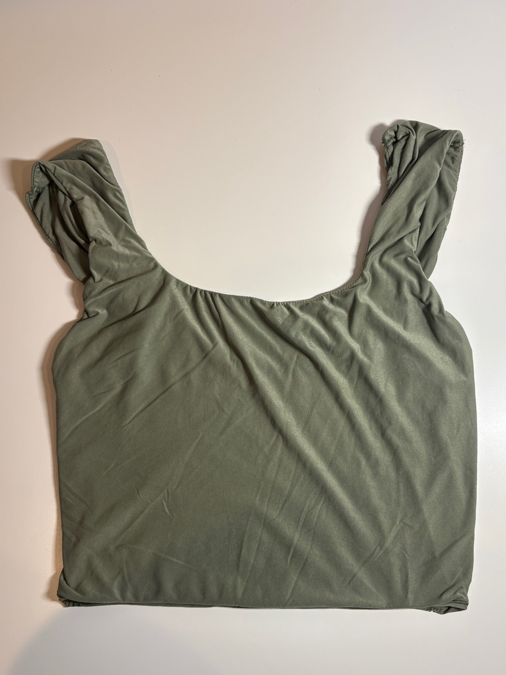 aerie Olive Green Square Neck Crop Tank